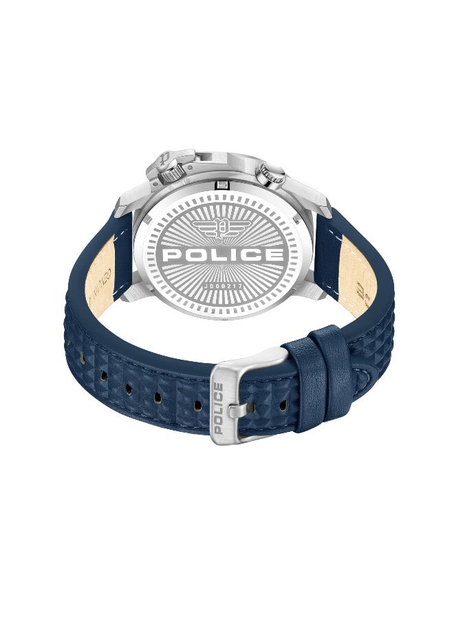 POLICE Men's Automated Blue Dial Blue Leather Strap Analog-Digital Watch - 44mm - Image 3