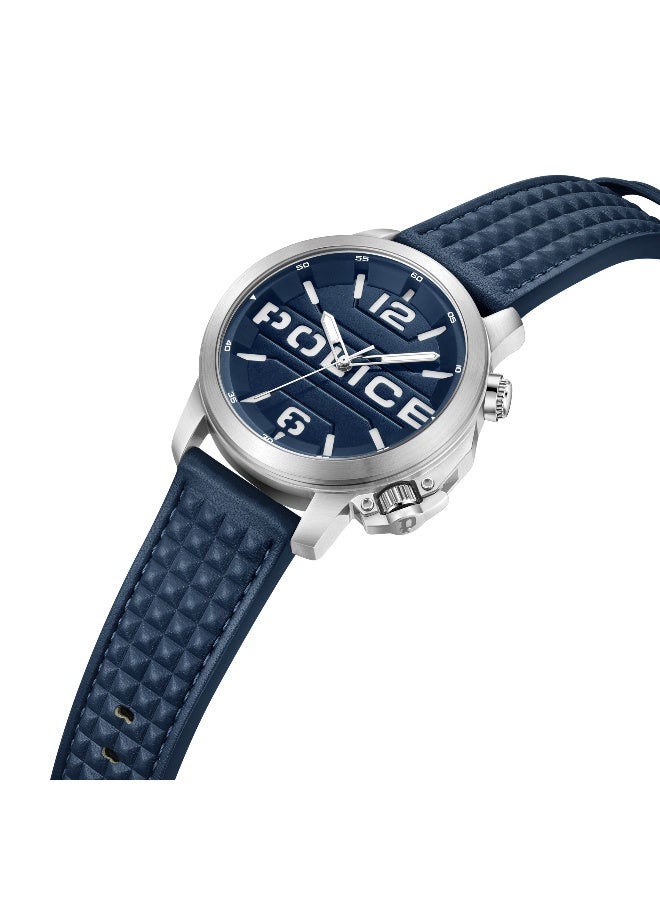 POLICE Men's Automated Blue Dial Blue Leather Strap Analog-Digital Watch - 44mm - Image 2