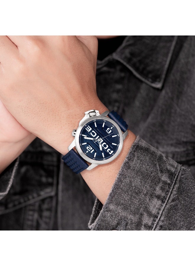 POLICE Men's Automated Blue Dial Blue Leather Strap Analog-Digital Watch - 44mm - Image 5