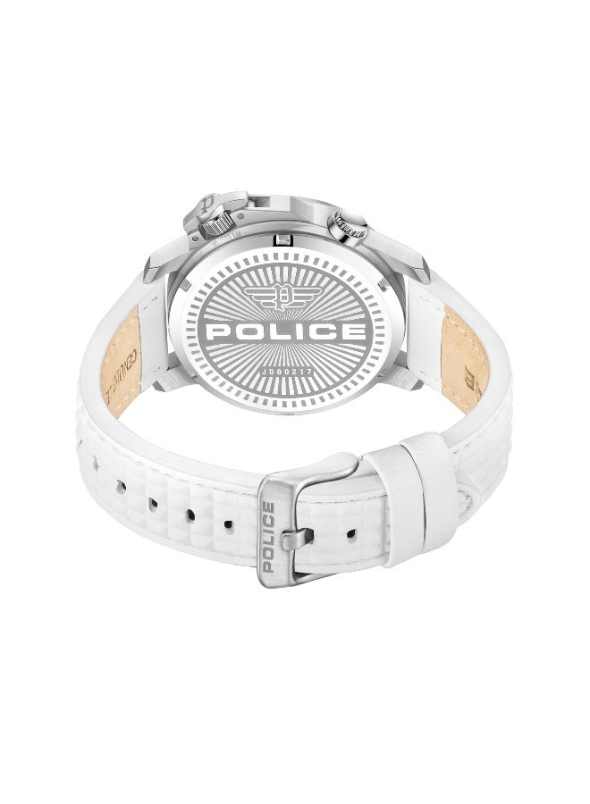 POLICE Men's Automated Black Dial White Leather Strap Analog-Digital Watch - 44mm - Image 3