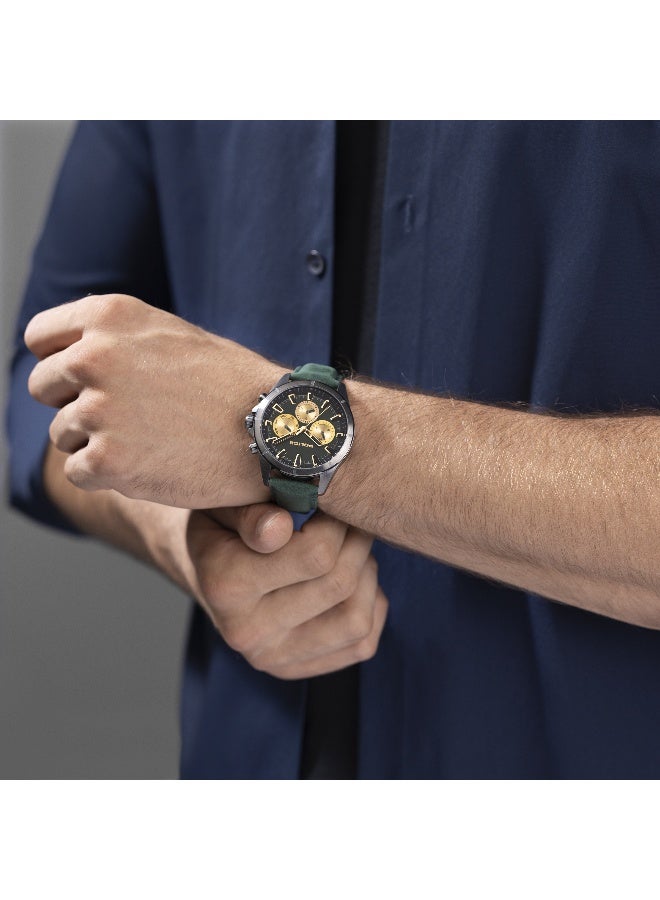 POLICE Men's Malawi Green Dial Green Leather Strap Multifunction Watch - 45mm - Image 5