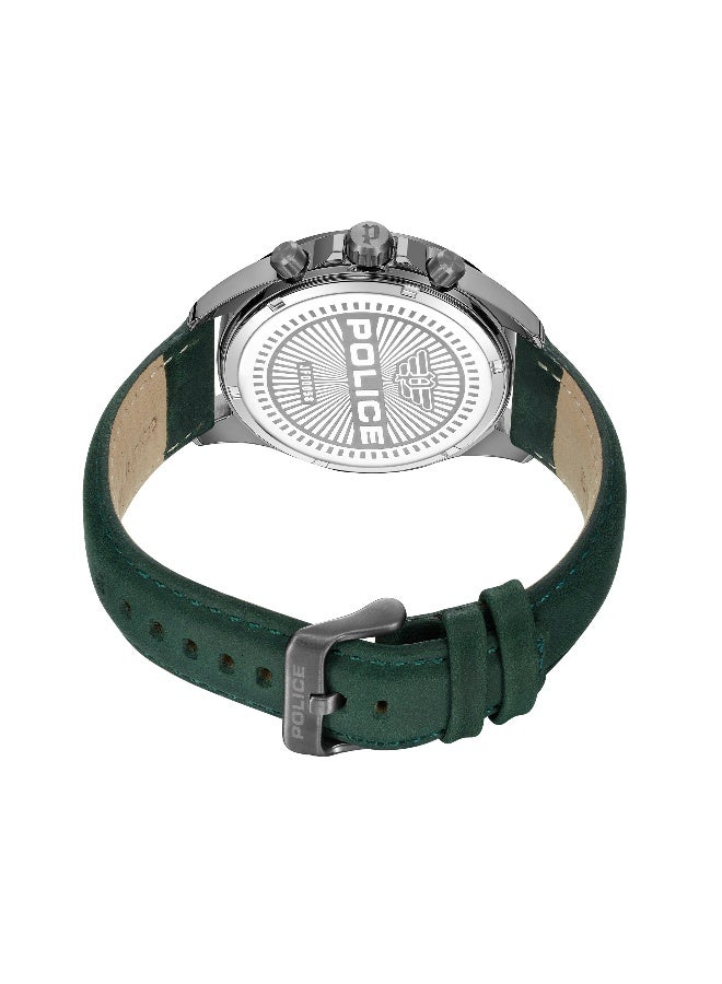 POLICE Men's Malawi Green Dial Green Leather Strap Multifunction Watch - 45mm - Image 4