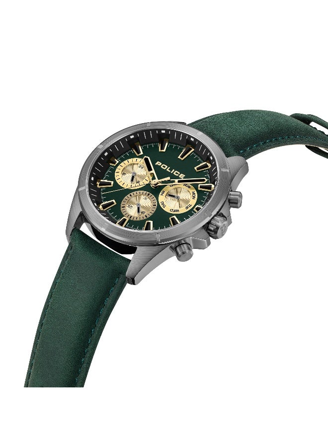 POLICE Men's Malawi Green Dial Green Leather Strap Multifunction Watch - 45mm - Image 2