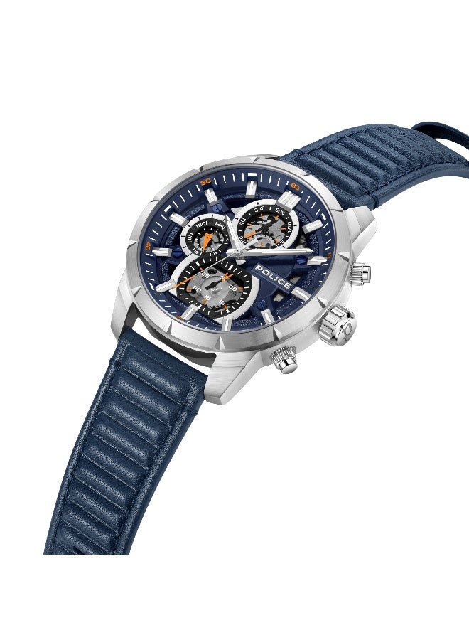 POLICE Men's Neist Blue Dial Blue Leather Strap Multifunction Watch - 45mm - Image 2