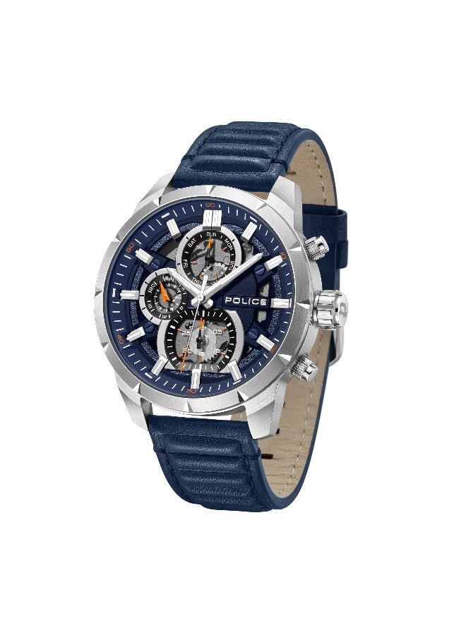 POLICE Men's Neist Blue Dial Blue Leather Strap Multifunction Watch - 45mm - Image 5