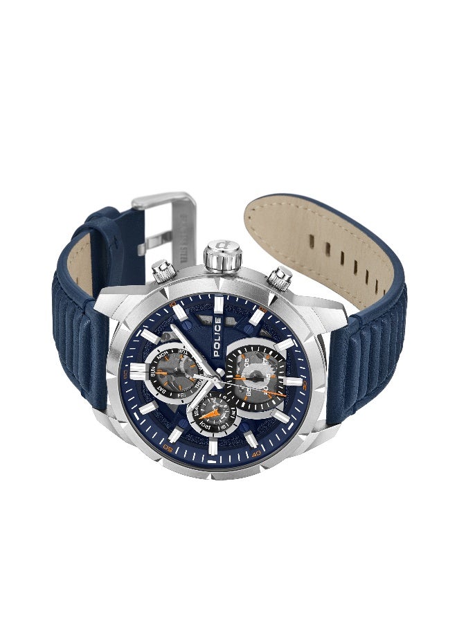 POLICE Men's Neist Blue Dial Blue Leather Strap Multifunction Watch - 45mm - Image 4