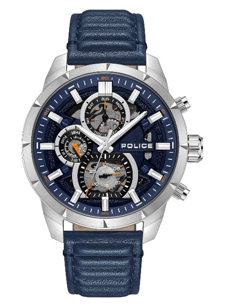 POLICE Men's Neist Blue Dial Blue Leather Strap Multifunction Watch - 45mm - Image 1
