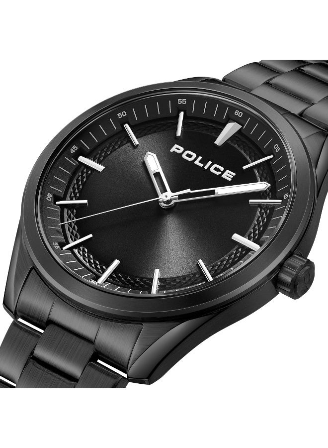 POLICE Men's Grille Black Dial Black Stainless Steel Bracelet Analog Watch - 42mm - Image 4