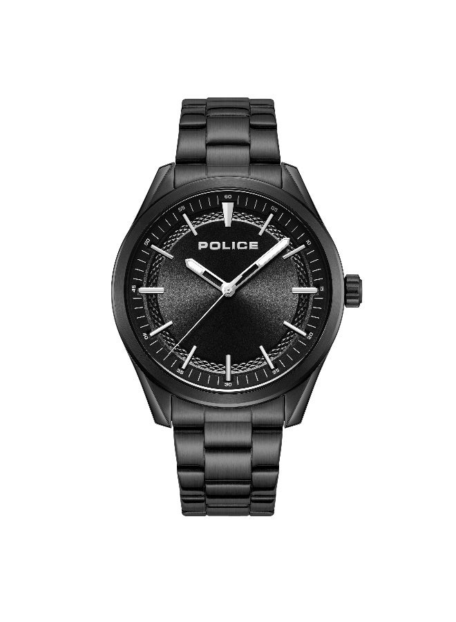 POLICE Men's Grille Black Dial Black Stainless Steel Bracelet Analog Watch - 42mm - Image 1
