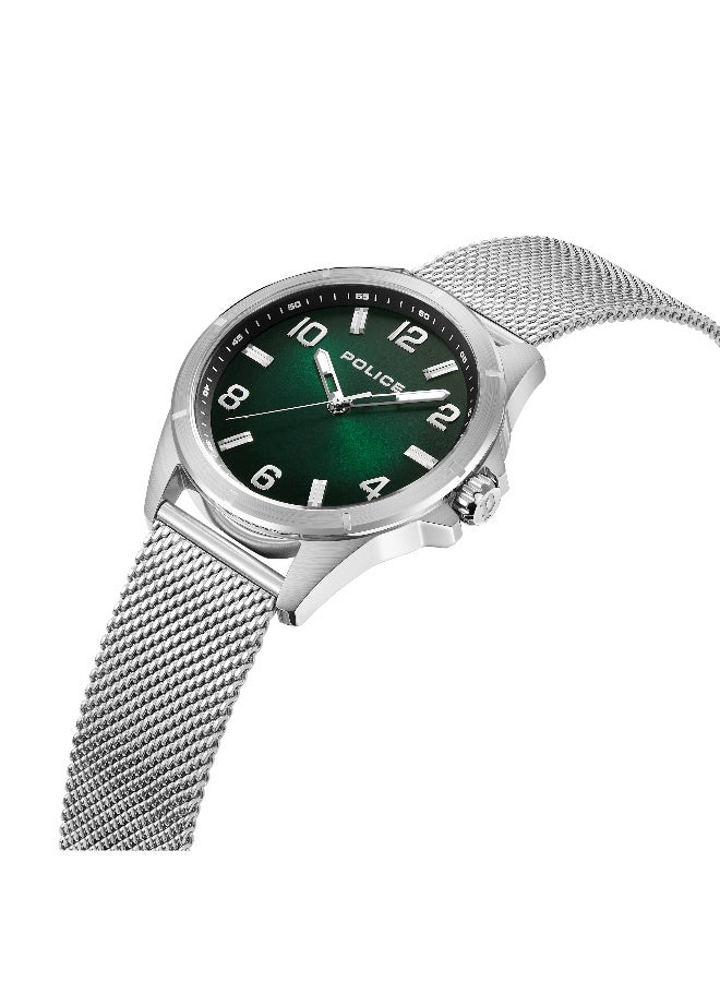 بوليس ساعة أنالوج بربارا بقرص أخضر وسوار من الفولاذ المقاوم للصدأ - 45 مم - Image 2