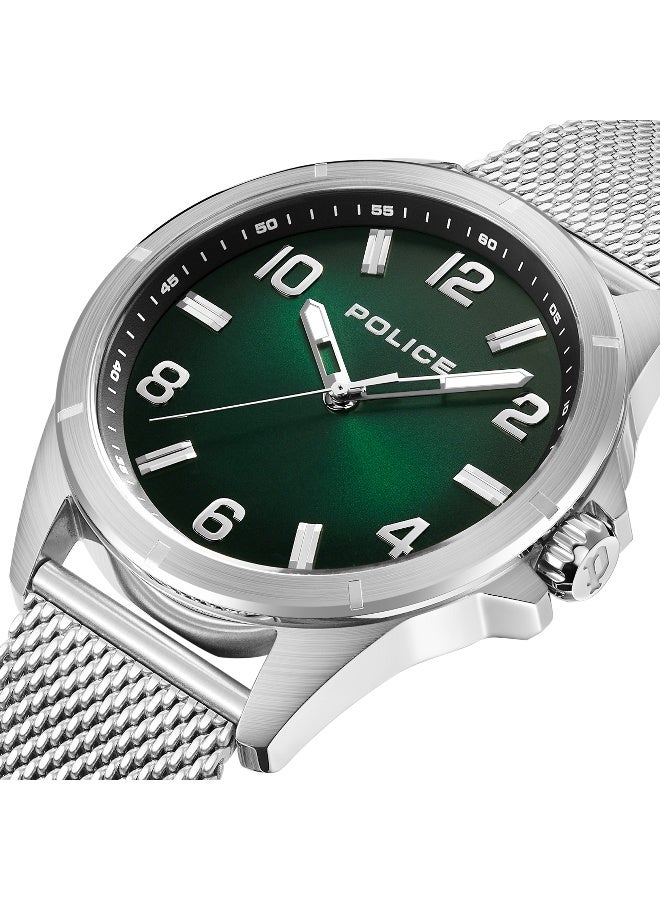 بوليس ساعة أنالوج بربارا بقرص أخضر وسوار من الفولاذ المقاوم للصدأ - 45 مم - Image 4