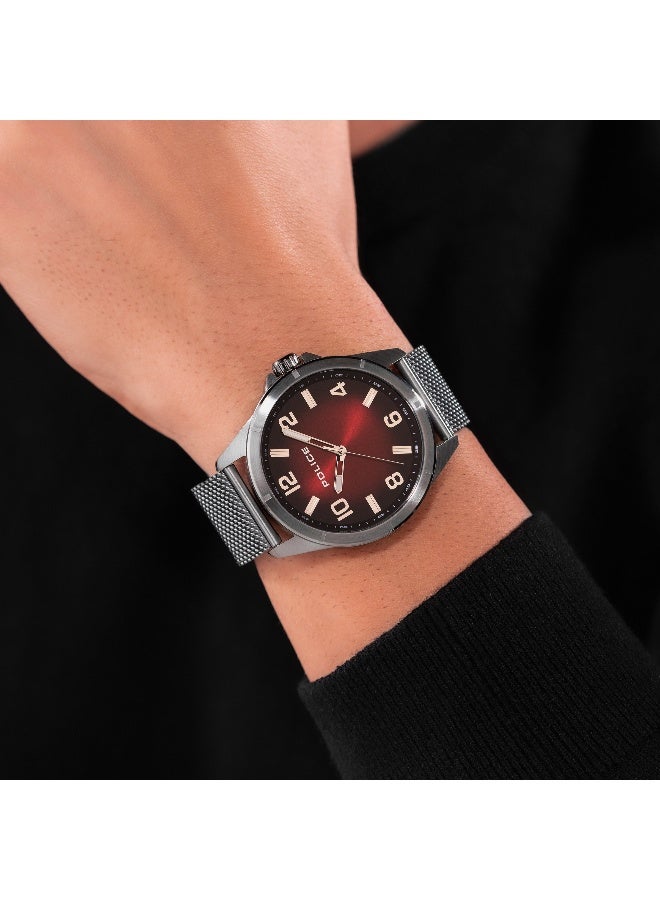 POLICE Men's Barwara Burgundy Dial Gunmetal Stainless Steel Bracelet Analog Watch - 45mm - Image 5