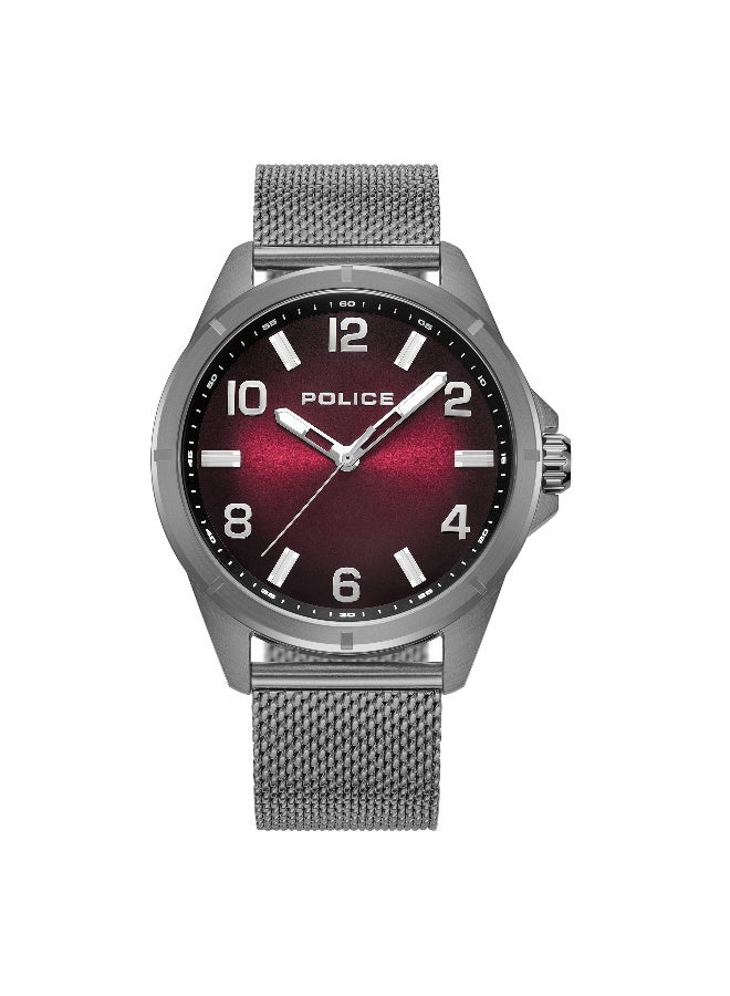 POLICE Men's Barwara Burgundy Dial Gunmetal Stainless Steel Bracelet Analog Watch - 45mm - Image 1
