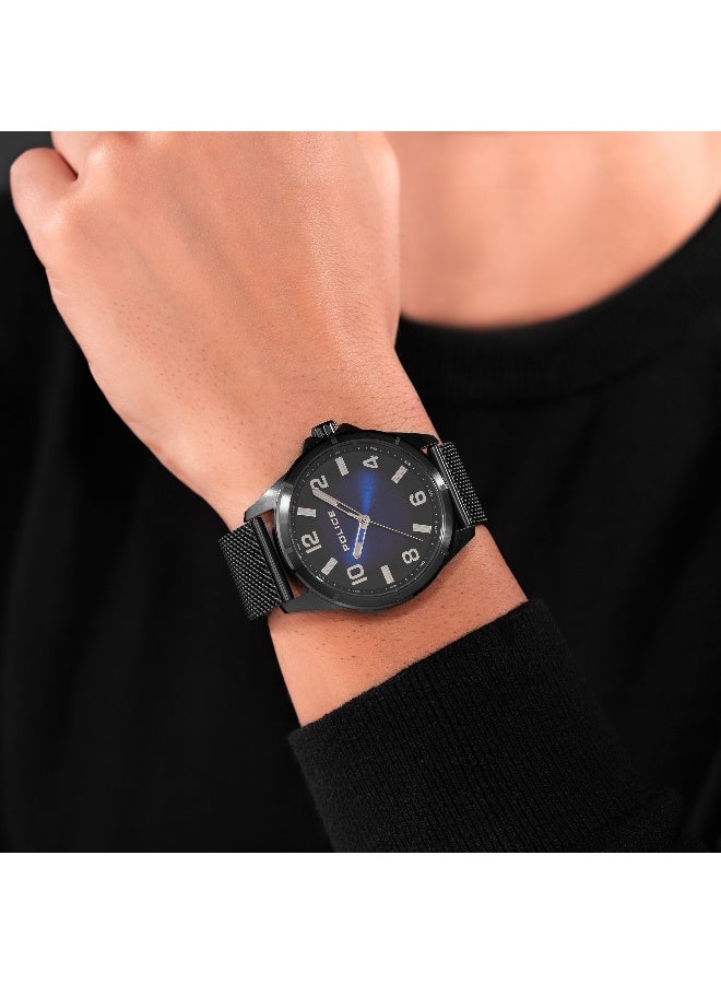 POLICE Men's Barwara Blue Dial Black Stainless Steel Bracelet Analog Watch - 45mm - Image 5