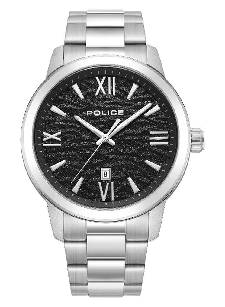 POLICE Men's Raho Black Dial Silver Stainless Steel Bracelet Analog Watch - 44mm - Image 1