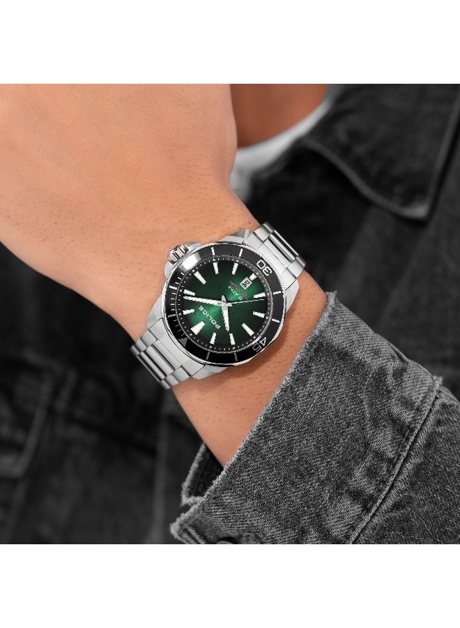 POLICE Men's Thornton Green Dial Silver Metal Bracelet Analog Watch - 43mm - Image 5