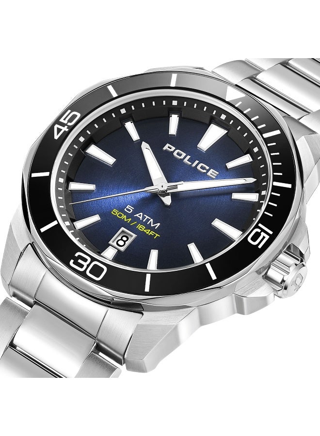 POLICE Men's Thornton Blue Dial Silver Metal Bracelet Analog Watch - 43mm - Image 4