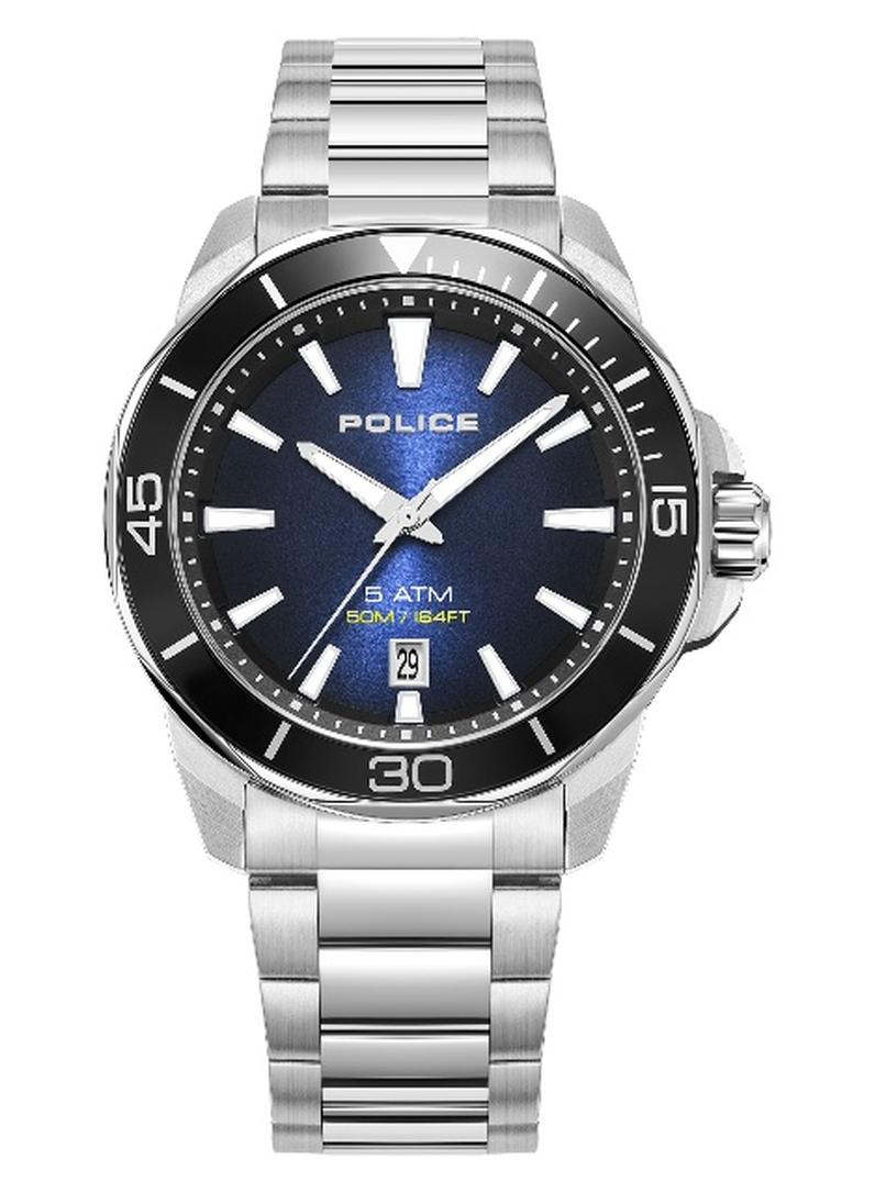 POLICE Men's Thornton Blue Dial Silver Metal Bracelet Analog Watch - 43mm - Image 1