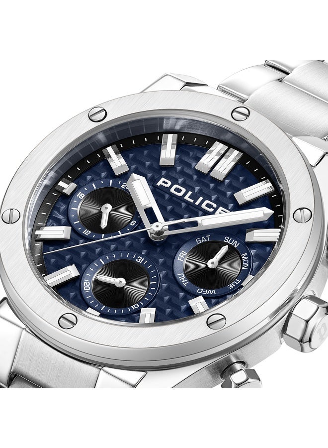 POLICE Men's Polysh Blue Dial Silver Stainless Steel Bracelet Multifunction Watch - 42mm - Image 3