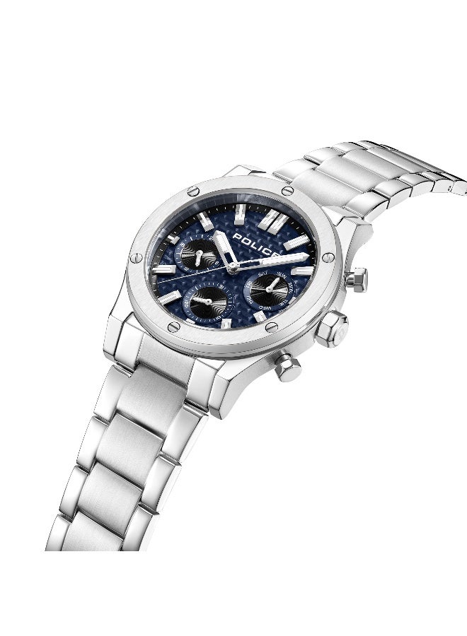 POLICE Men's Polysh Blue Dial Silver Stainless Steel Bracelet Multifunction Watch - 42mm - Image 2