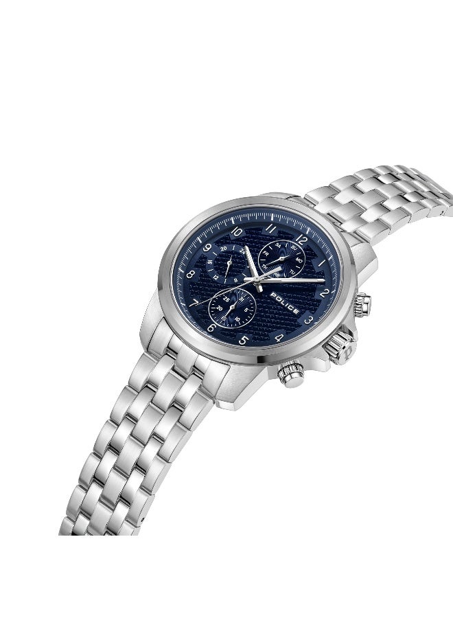 POLICE Men's Mensor Blue Dial Silver Metal Bracelet Multifunction Watch - 44mm - Image 2