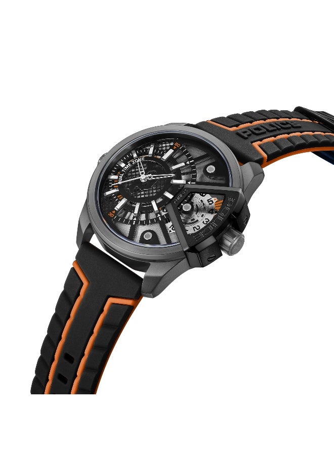 POLICE Men's Underlined Black Grey Dial Black Silicone Strap Analog Watch - 46mm - Image 2