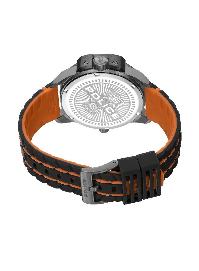POLICE Men's Underlined Black Grey Dial Black Silicone Strap Analog Watch - 46mm - Image 4