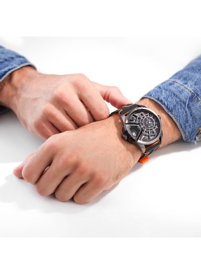 POLICE Men's Underlined Black Grey Dial Black Silicone Strap Analog Watch - 46mm - Image 5