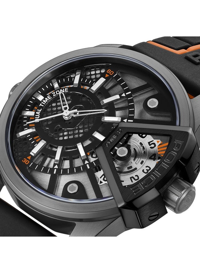 POLICE Men's Underlined Black Grey Dial Black Silicone Strap Analog Watch - 46mm - Image 3