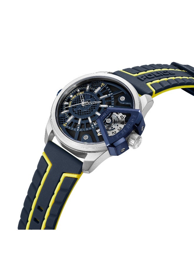 بوليس ساعة أنالوج بحزام سيليكون أزرق بقرص رمادي أزرق - 46 مم - Image 2