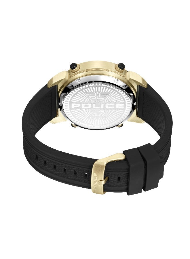 بوليس ساعة أنالوج-رقمية بقرص كريمي مضيء وحزام سيليكون أسود - 50 مم - Image 3