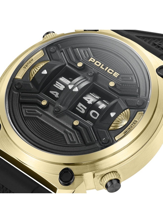 بوليس ساعة أنالوج-رقمية بقرص كريمي مضيء وحزام سيليكون أسود - 50 مم - Image 4