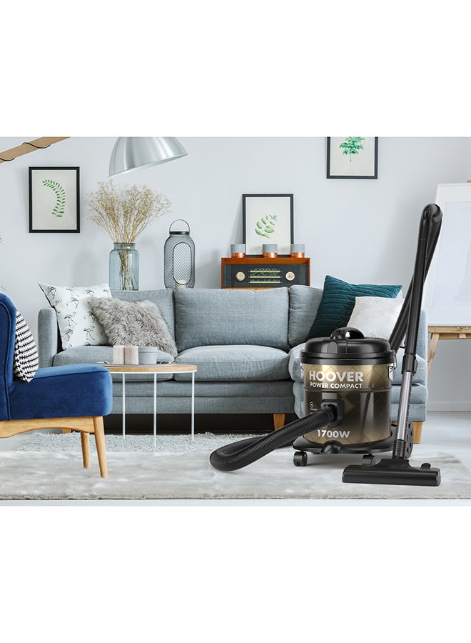 HOOVER Power Compact Drum Vacuum Cleaner - Deep Cleaning Results - Warranty Included 15 L 1700 W CDCY-T0XS Black and Gold - Image 5
