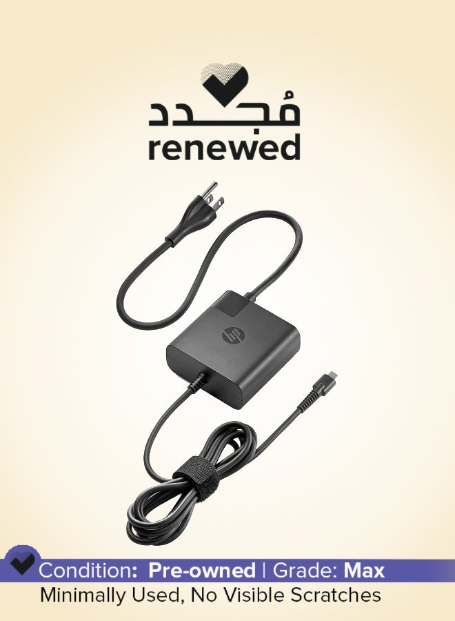 HP Renewed -  Type-C 65W Laptop Charger Adapter Black - Image 1