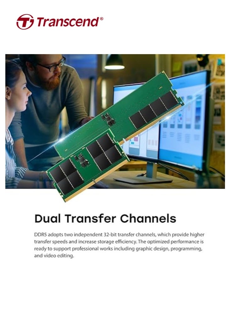 Transcend JetRAM UDIMM 16GB DDR5 5600 Mhz | CL46 1.1V | JM5600ALE-16G | Desktop Memory RAM - 5inch green 5inch green - Image 5
