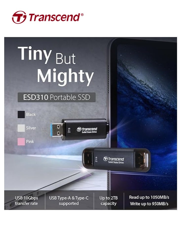 Transcend 2TB External SSD ESD310C USB 10Gbps | Dual USB Portable SSD (USB Type-A and Type-C) 2 TB - Image 3