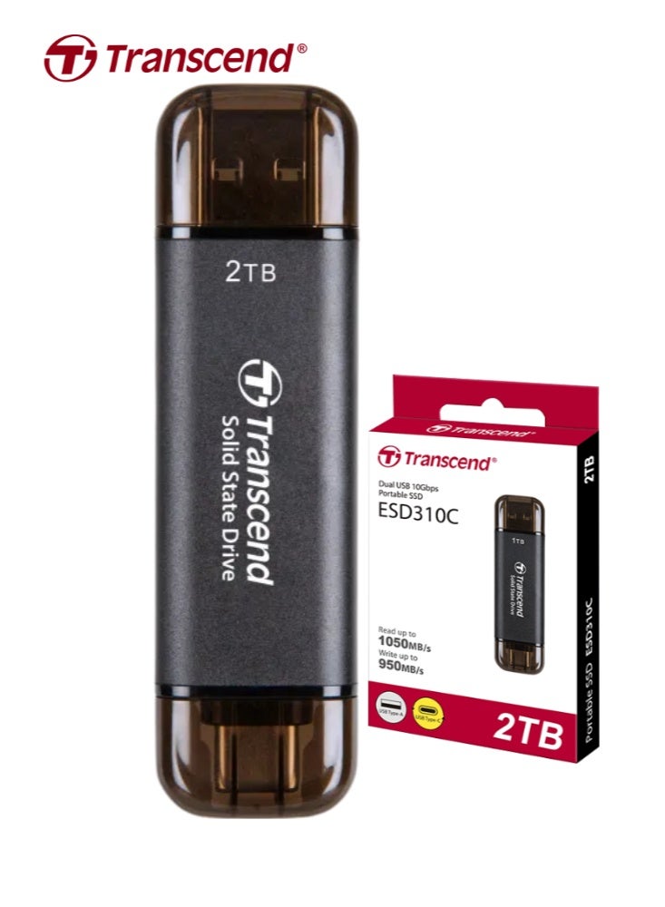 Transcend 2TB External SSD ESD310C USB 10Gbps | Dual USB Portable SSD (USB Type-A and Type-C) 2 TB - Image 1