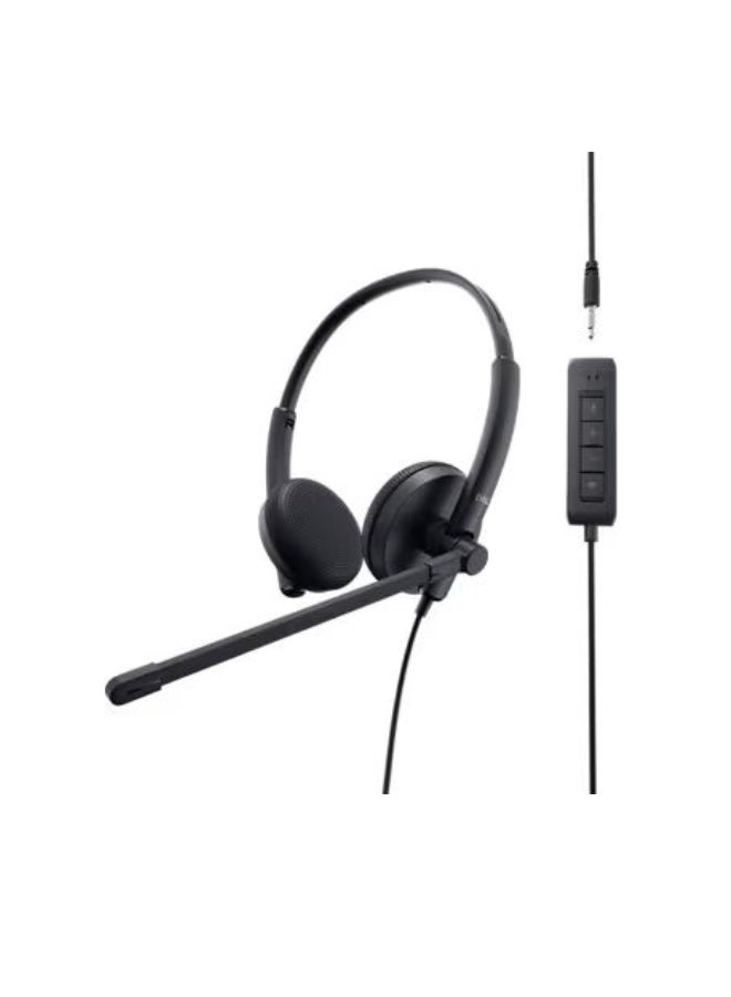 ديل Dell WH1022 Wired Stereo Headset with Noise-Cancelling Microphone, USB-A & 3.5mm Connectivity, In-Line Controls, LED Mute Indicator, and Leatherette Cushions – Black - Image 4