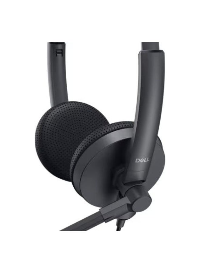 ديل Dell WH1022 Wired Stereo Headset with Noise-Cancelling Microphone, USB-A & 3.5mm Connectivity, In-Line Controls, LED Mute Indicator, and Leatherette Cushions – Black - Image 5