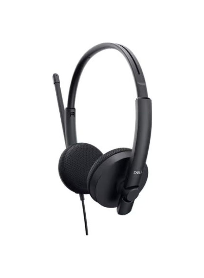 ديل Dell WH1022 Wired Stereo Headset with Noise-Cancelling Microphone, USB-A & 3.5mm Connectivity, In-Line Controls, LED Mute Indicator, and Leatherette Cushions – Black - Image 2