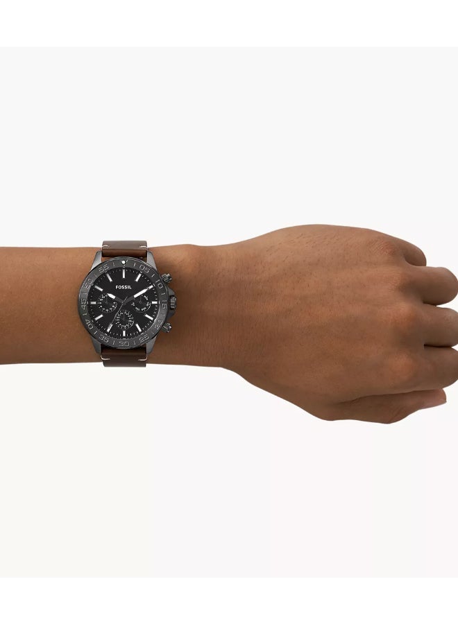 FOSSIL Men's Bannon Multifunction Brown Leather Watch BQ2709 - 45mm - Image 4