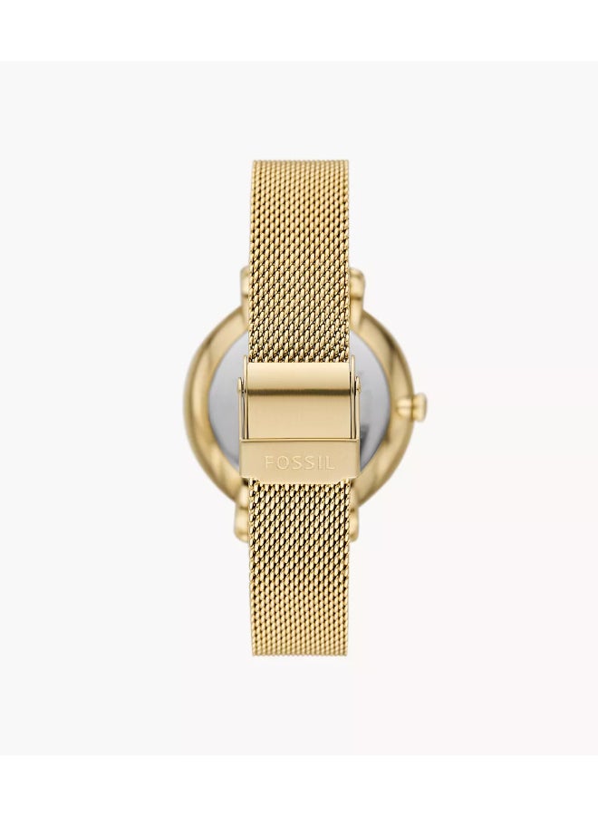 FOSSIL Women's Jacqueline Three-Hand Gold-Tone Stainless Steel Mesh Watch ES5316 - 36mm - Image 3