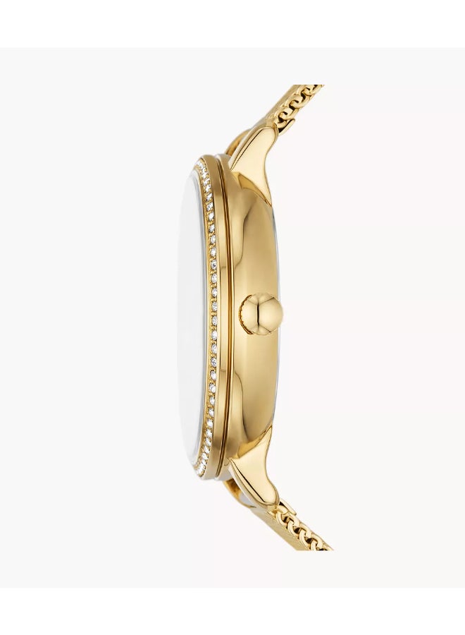 FOSSIL Women's Jacqueline Three-Hand Gold-Tone Stainless Steel Mesh Watch ES5316 - 36mm - Image 2