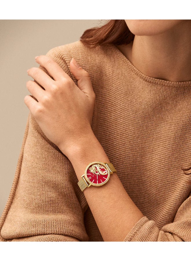 FOSSIL Women's Jacqueline Three-Hand Gold-Tone Stainless Steel Mesh Watch ES5316 - 36mm - Image 4