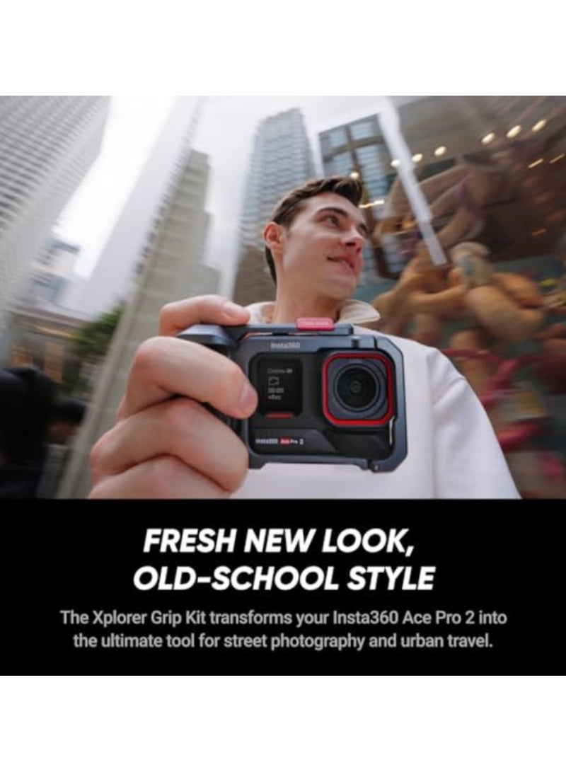 Insta360 Ace Pro 2 Xplorer Bundle | 8K AI Action Camera with 1/1.3" Sensor, Grip + Utility Frame + Cold Shoe Shutter Button + 2 Batteries + Wrist Strap, for Street Photography/Urban Travel - Dark Grey - Image 3