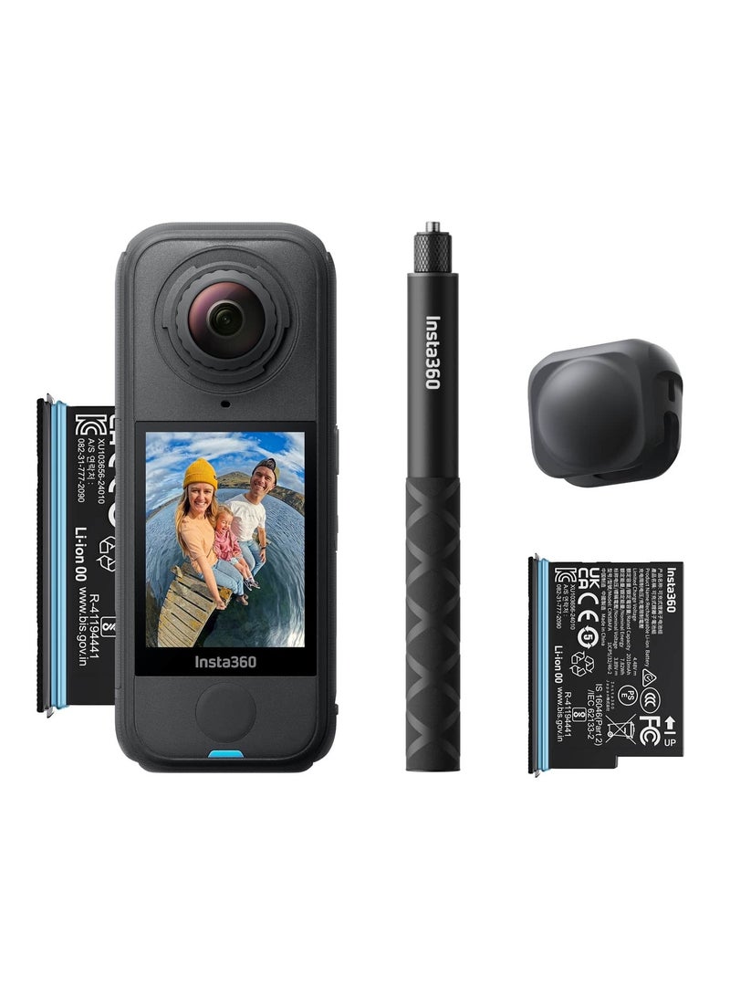 انستا 360 X4 Air Essential Bundle | Lightest 8K 360 Action Camera for Epic Adventures | for Travel, Sports, Family Moments, Vlogging | Smooth, Stable, Easy-to-Edit Videos Anytime, Anywhere - Black - Image 1