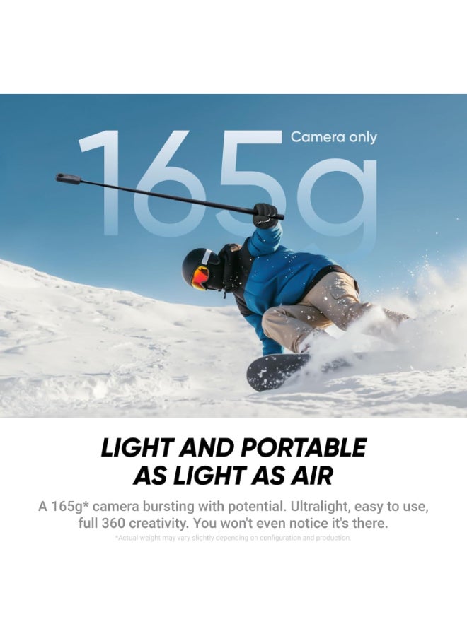 Insta360 X4 Air Starter Bundle | Lightest 8K 360 Action Camera for Epic Adventures | for Travel, Sports, Family Moments, Vlogging | Smooth, Stable, Easy-to-Edit Videos Anytime, Anywhere - Black - Image 3