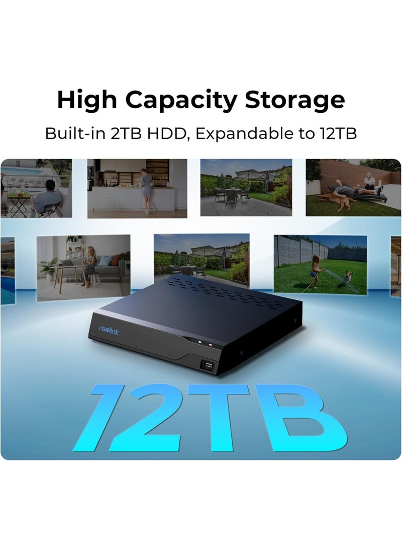 reolink 12MP PoE Security Camera System with 8CH NVR & 2TB HDD | 4 Wired IP CCTV Cameras, Person/Vehicle/Animal Detection, Spotlight Color Night Vision, H.265 UHD Surveillance Kit (NVS8-12MD4) - Image 4