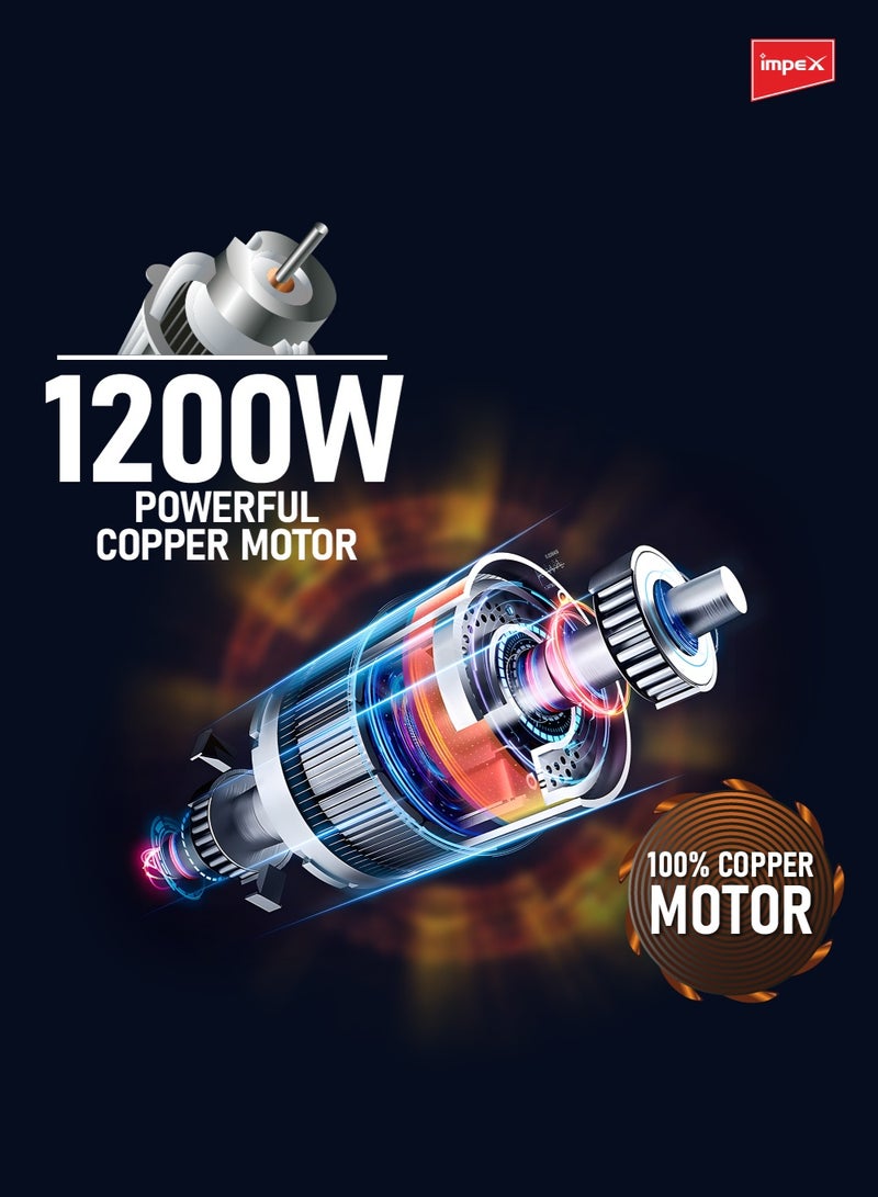 إمبكس خلاط ومطحنة 4 في 1 | خلاط كهربائي متعدد الوظائف ومطحنة | 3 سرعات مع تحكم نبضي | 3 أوعية من الفولاذ المقاوم للصدأ (1.5 لتر، 1.2 لتر، 0.5 لتر) ووعاء واحد بدون فلتر (1.5 لتر) | محرك قوي مع حماية من السخونة الزائدة | مقاوم للصدأ | شفرات حادة وقوية - - Image 4