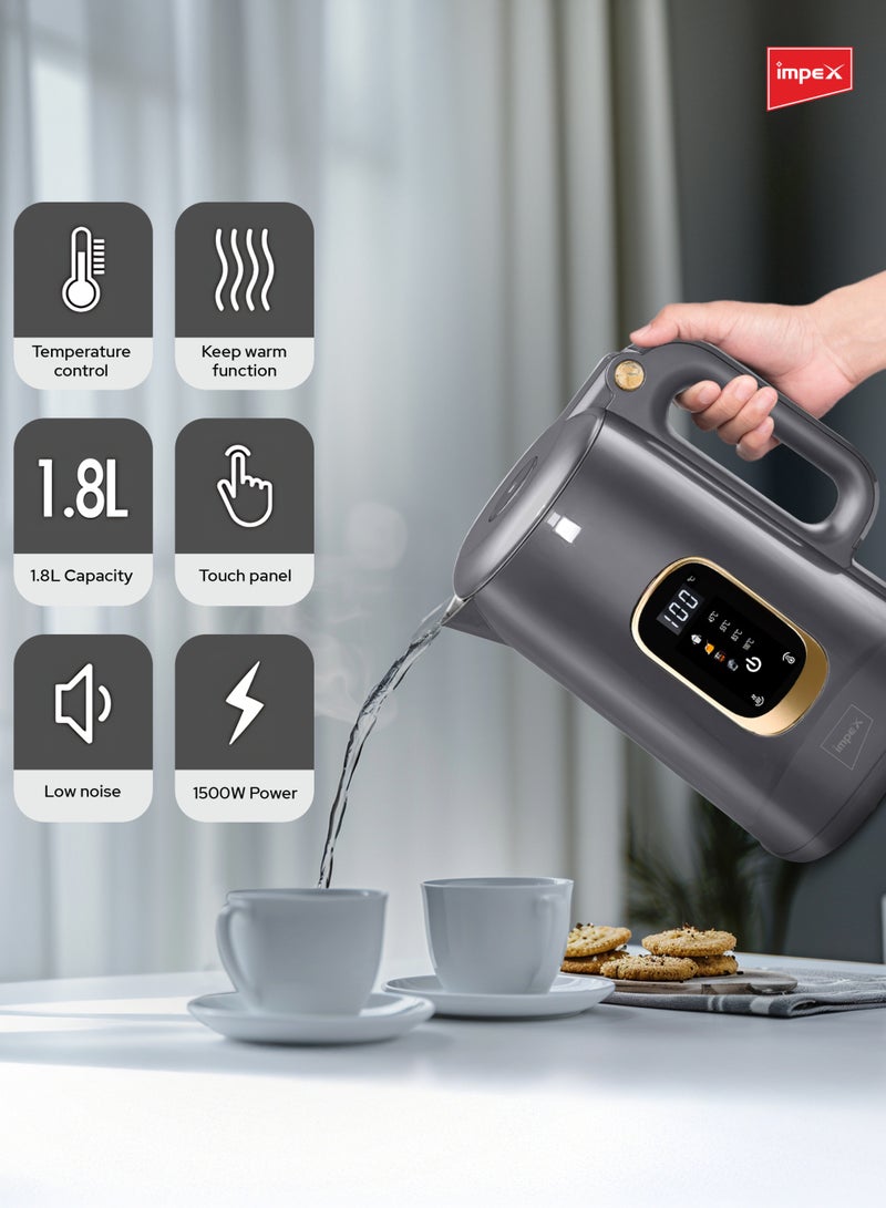إمبكس غلاية كهربائية رقمية | غلاية مياه كهربائية من الفولاذ المقاوم للصدأ | مثالية لغلي الماء والحليب والشاي | إبريق قهوة وشاي مع إيقاف تلقائي وحماية من الغليان الجاف، قاعدة لاسلكية بزاوية 360° | وظيفة الحفاظ على الحرارة، تحكم في درجة الحرارة القابلة للتعديل - Image 5